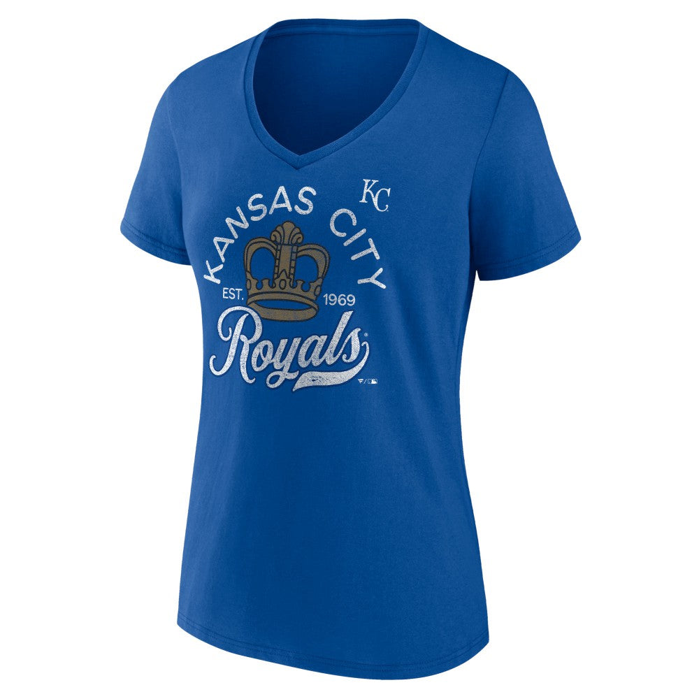 Kansas City Royals Women's Hometown Retro Crown V-Neck T-Shirt Outlet