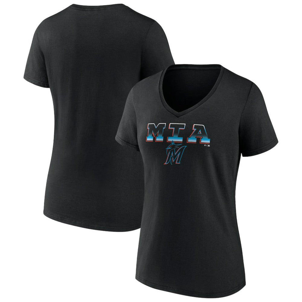 Miami Marlins Women's Hometown Baseball 305 V-Neck T-Shirt Outlet