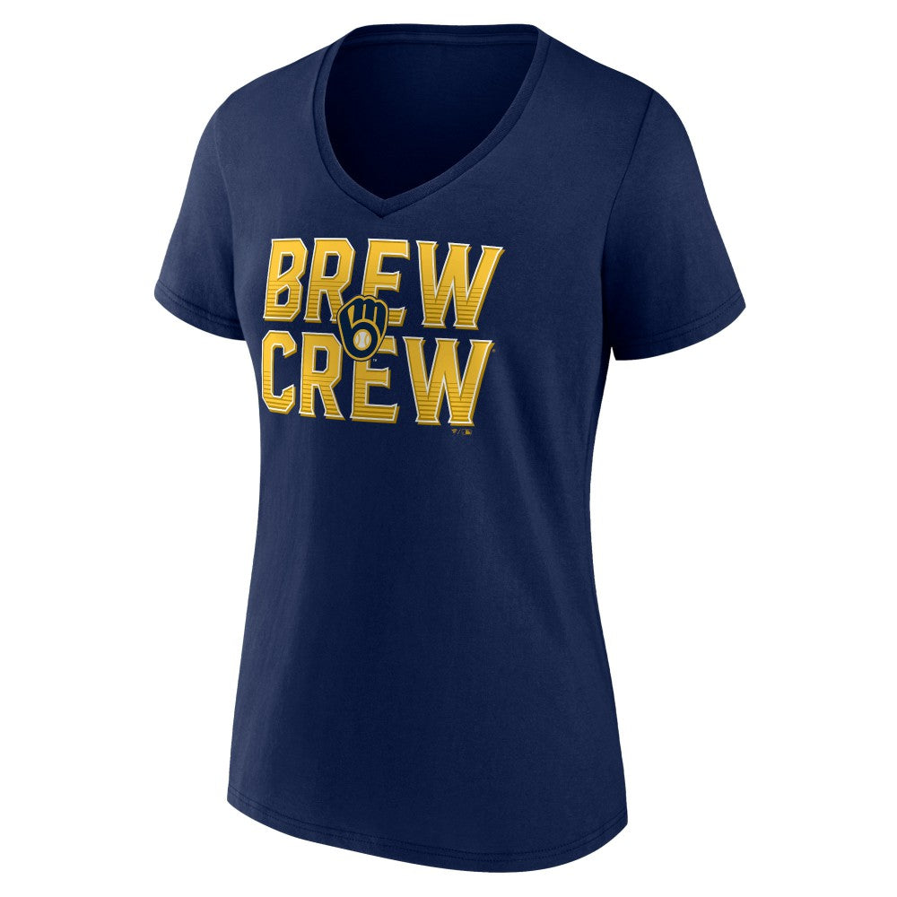 Milwaukee Brewers Women's Hometown Brew Crew Fancy V-Neck T-Shirt Sale
