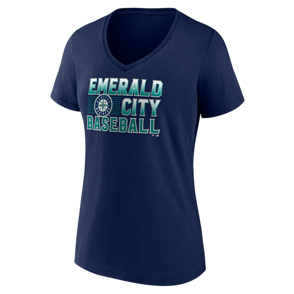 Seattle Mariners Women's Hometown Emerald Baseball V-Neck T-Shirt Discount