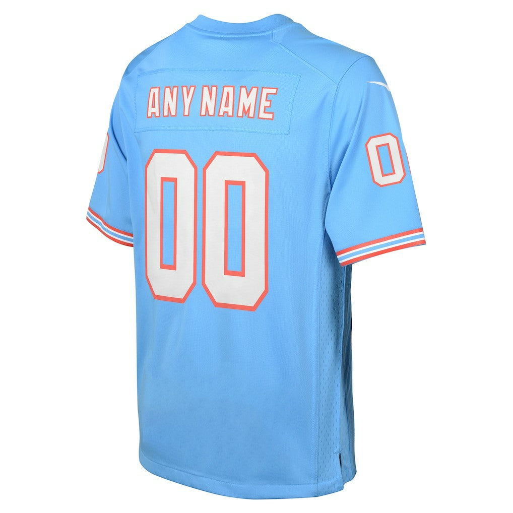Tennessee Titans Youth Oilers Throwback Custom Game Jersey - Light Blue - Nike