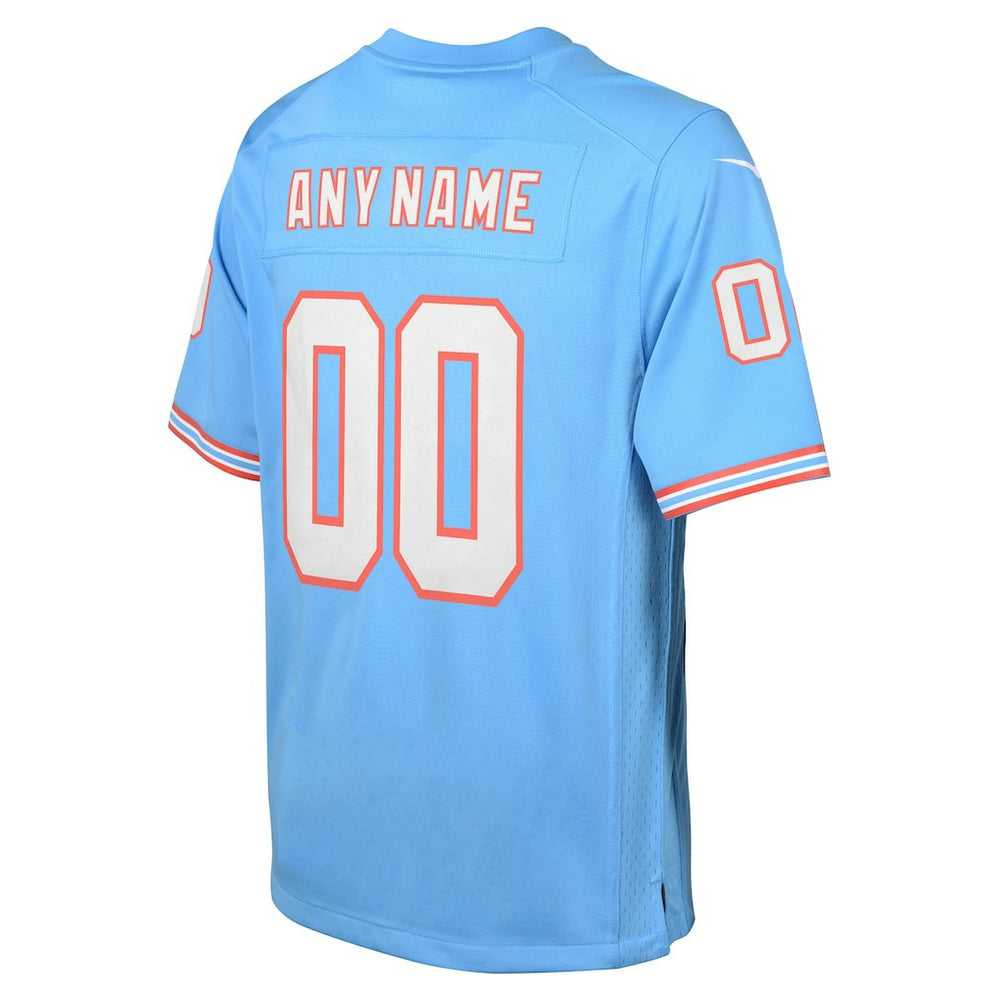 Tennessee Titans Youth Oilers Throwback Custom Game Jersey - Light Blue - Nike