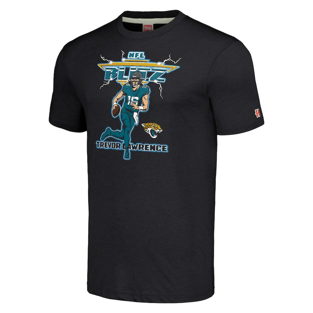 Trevor Lawrence Jacksonville Jaguars Homage Unisex NFL Blitz Player Tri-Blend T-Shirt - Charcoal - NFL