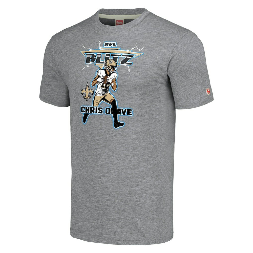 Chris Olave New Orleans Saints Homage Unisex NFL Blitz Player Tri-Blend T-Shirt - Gray - NFL