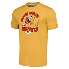 Travis Kelce Kansas City Chiefs Homage Unisex Caricature Player Tri-Blend T-Shirt - Gold - NFL