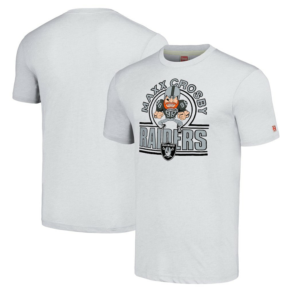 Maxx Crosby Las Vegas Raiders Homage Unisex Caricature Player Tri-Blend T-Shirt - Ash - NFL