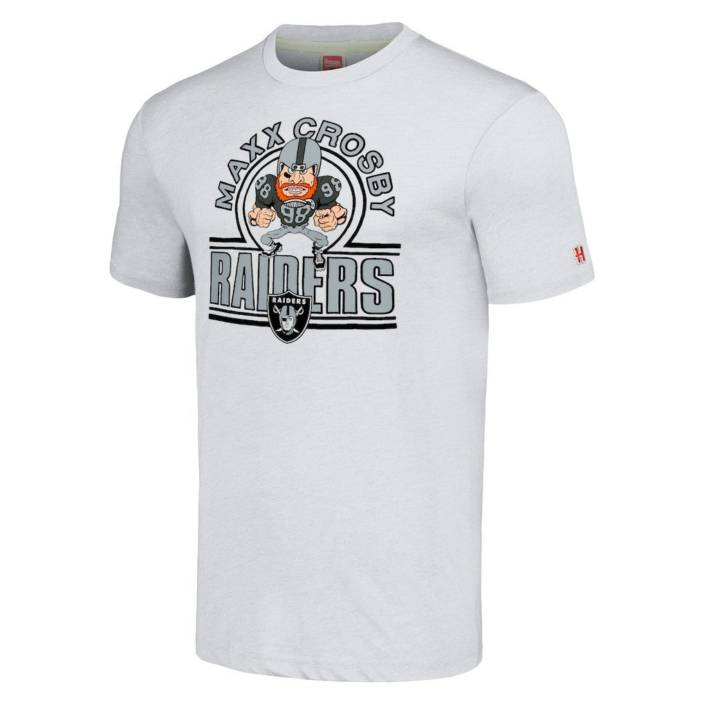 Maxx Crosby Las Vegas Raiders Homage Unisex Caricature Player Tri-Blend T-Shirt - Ash - NFL