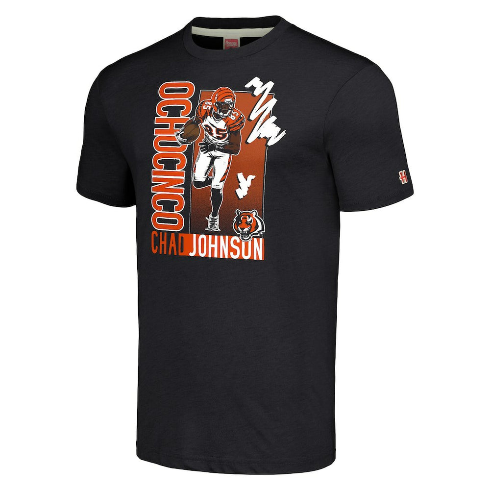 Chad Johnson Cincinnati Bengals Homage Unisex Caricature Retired Player Tri-Blend T-Shirt - Charcoal - NFL