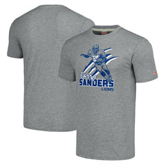 Barry Sanders Detroit Lions Homage Unisex Caricature Retired Player Tri-Blend T-Shirt - Gray - NFL