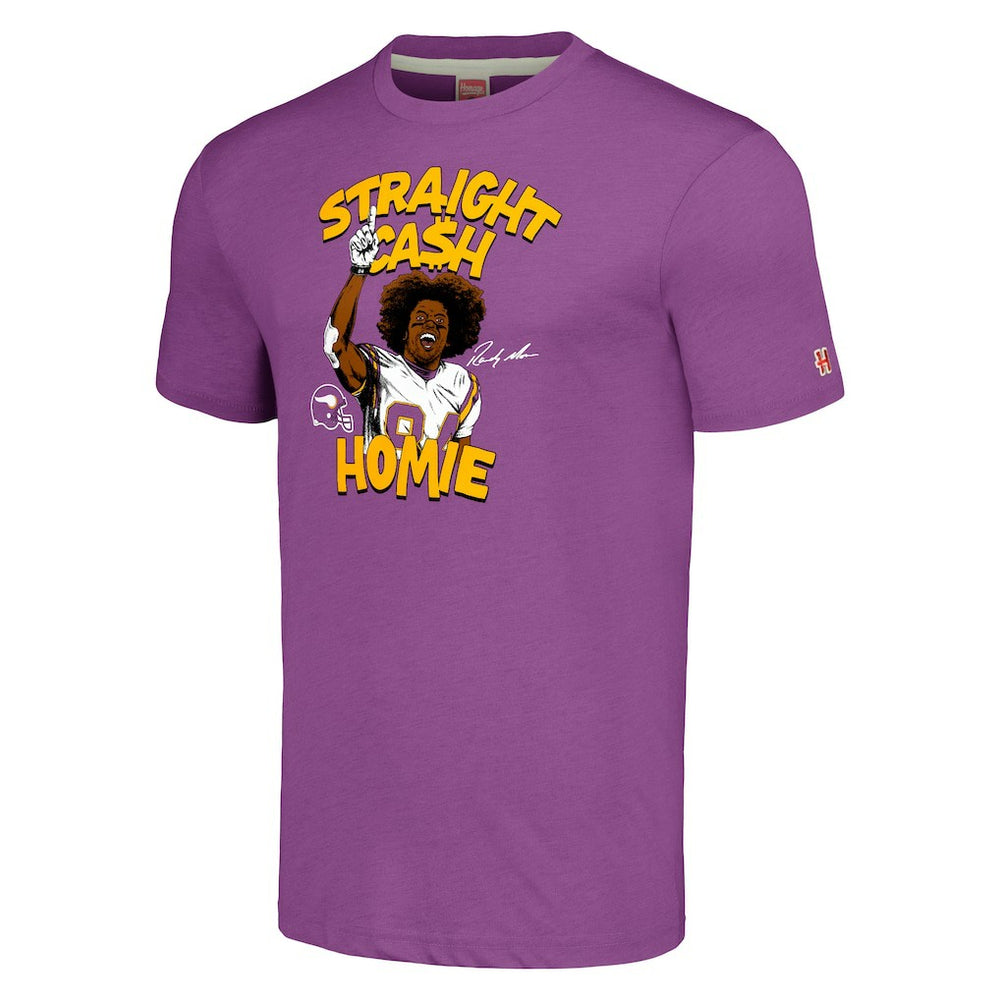 Randy Moss Minnesota Vikings Unisex Homage Caricature Retired Player Tri-Blend T-Shirt - Heathered Purple - NFL