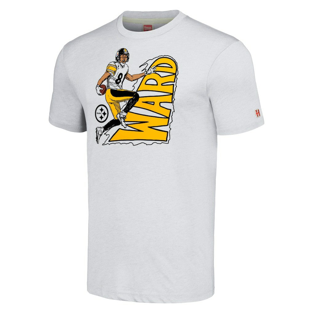 Hines Ward Pittsburgh Steelers Homage Unisex Caricature Retired Player Tri-Blend T-Shirt - Ash - NFL