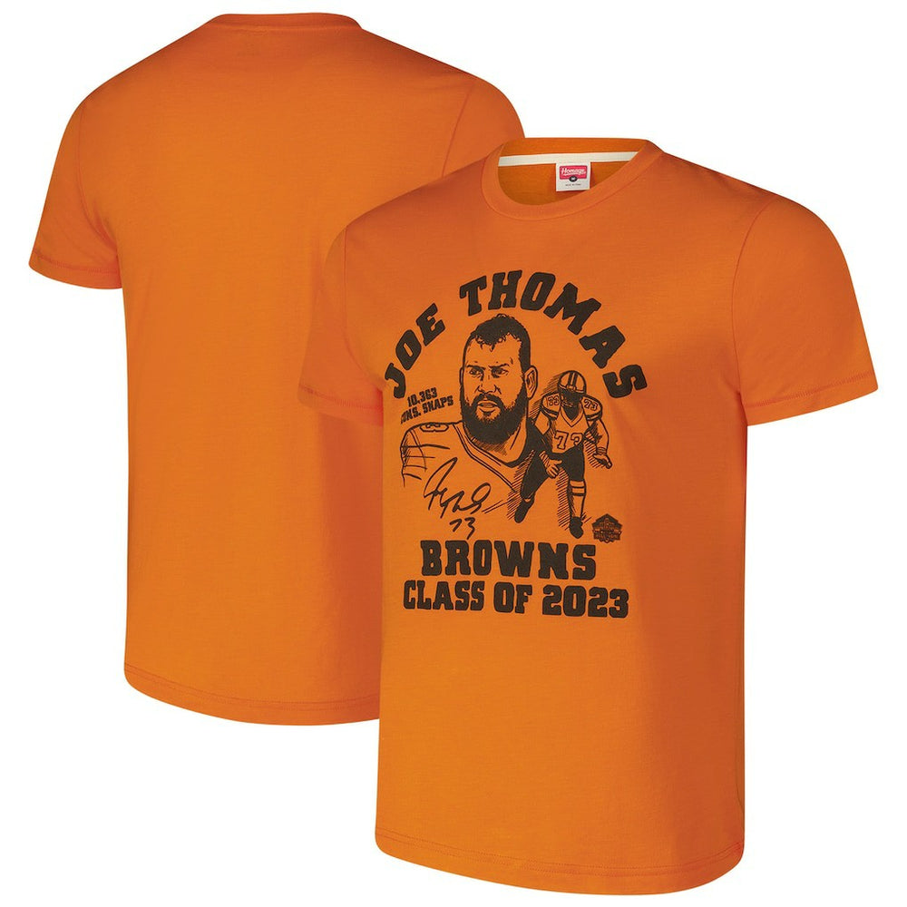 Joe Thomas Cleveland Browns Homage Unisex Caricature Retired Player Tri-Blend T-Shirt - Orange - NFL
