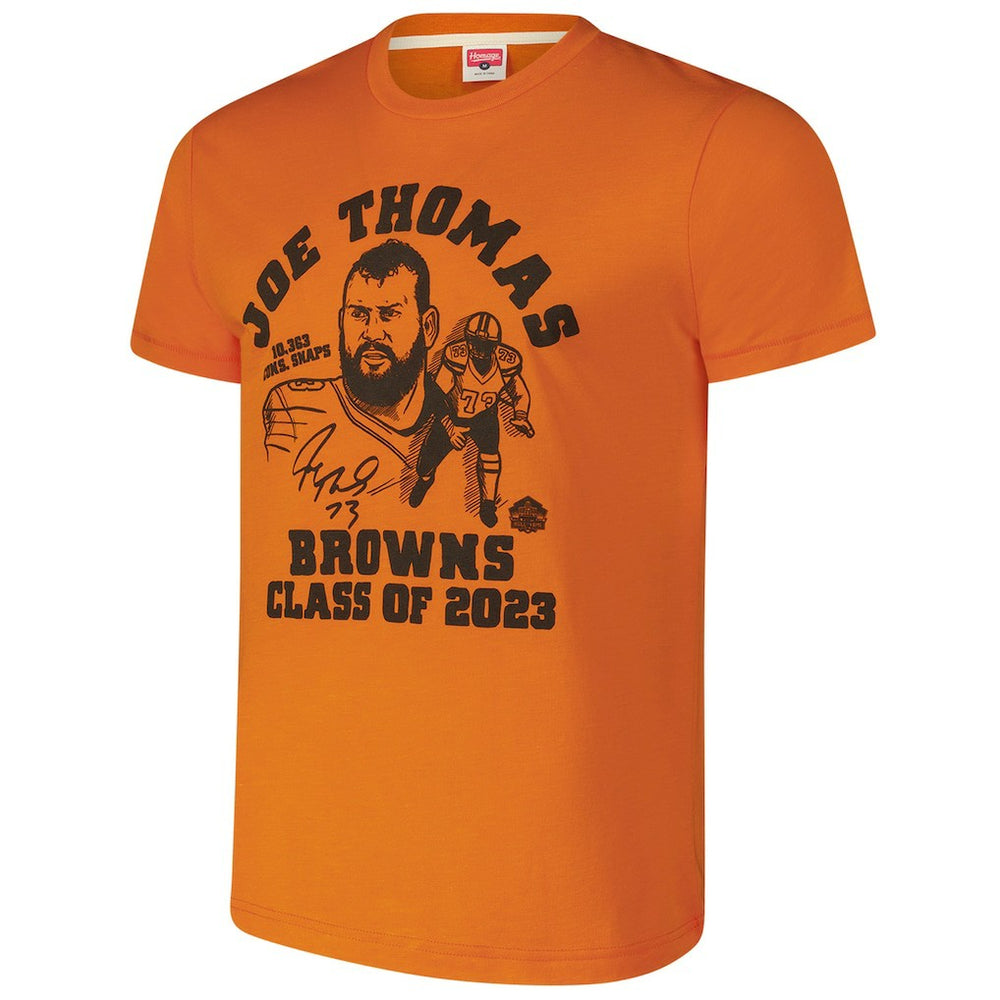 Joe Thomas Cleveland Browns Homage Unisex Caricature Retired Player Tri-Blend T-Shirt - Orange - NFL