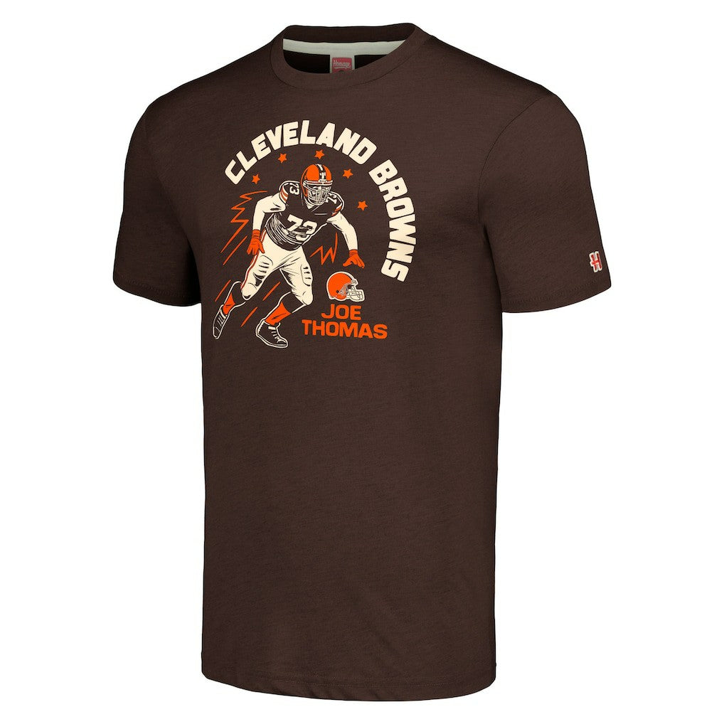 Joe Thomas Cleveland Browns Homage Unisex Caricature Retired Player Tri-Blend T-Shirt - Brown - NFL