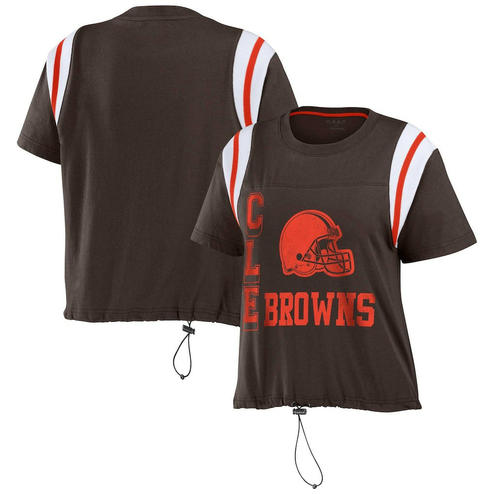 Cleveland Browns WEAR by Erin Andrews Women's Cinched Colorblock T-Shirt - Brown - NFL