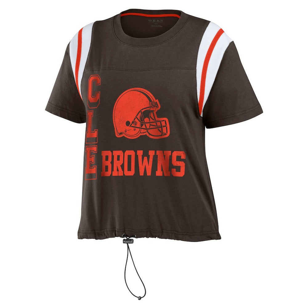 Cleveland Browns WEAR by Erin Andrews Women's Cinched Colorblock T-Shirt - Brown - NFL