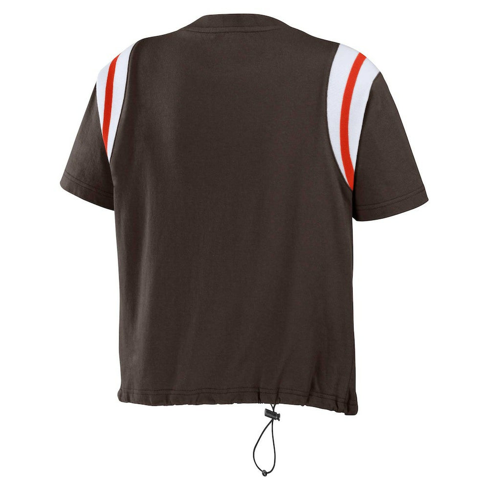 Cleveland Browns WEAR by Erin Andrews Women's Cinched Colorblock T-Shirt - Brown - NFL