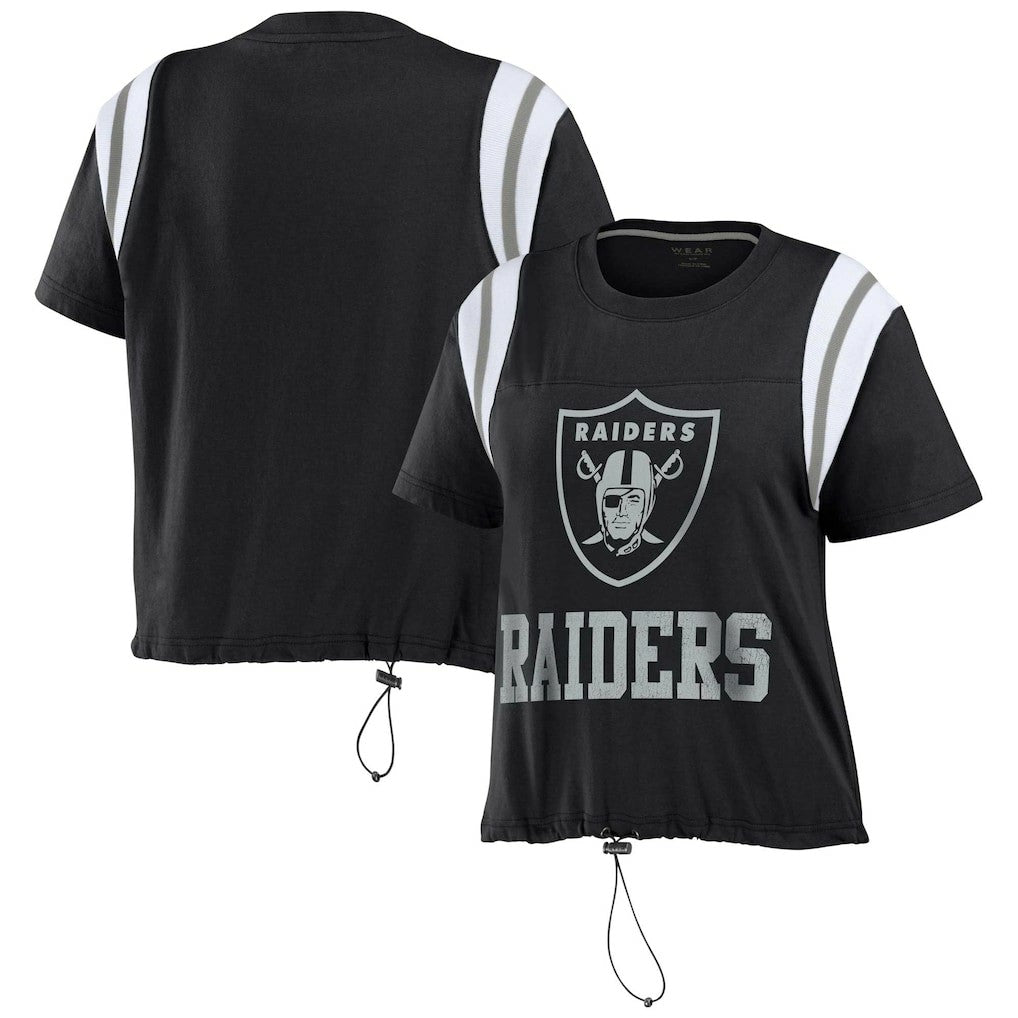 Las Vegas Raiders WEAR by Erin Andrews Women's Cinched Colorblock T-Shirt - Black - NFL