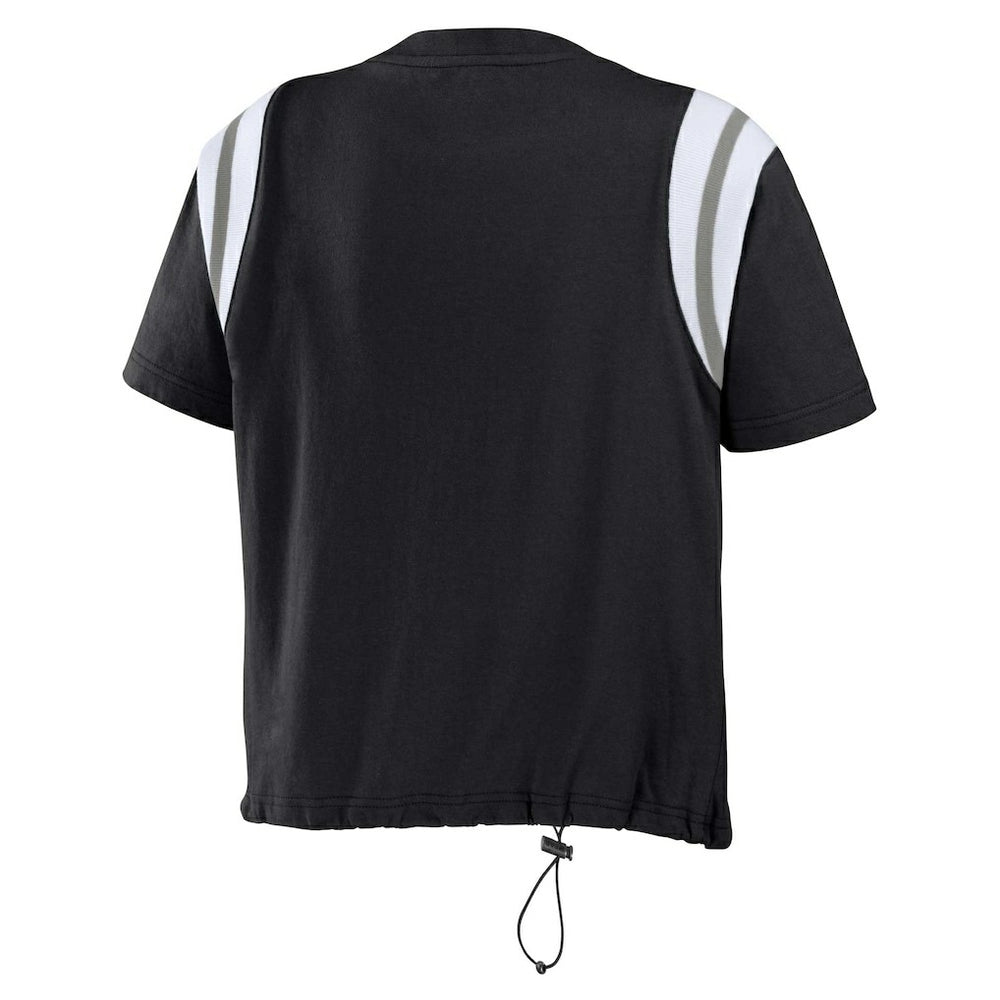 Las Vegas Raiders WEAR by Erin Andrews Women's Cinched Colorblock T-Shirt - Black - NFL