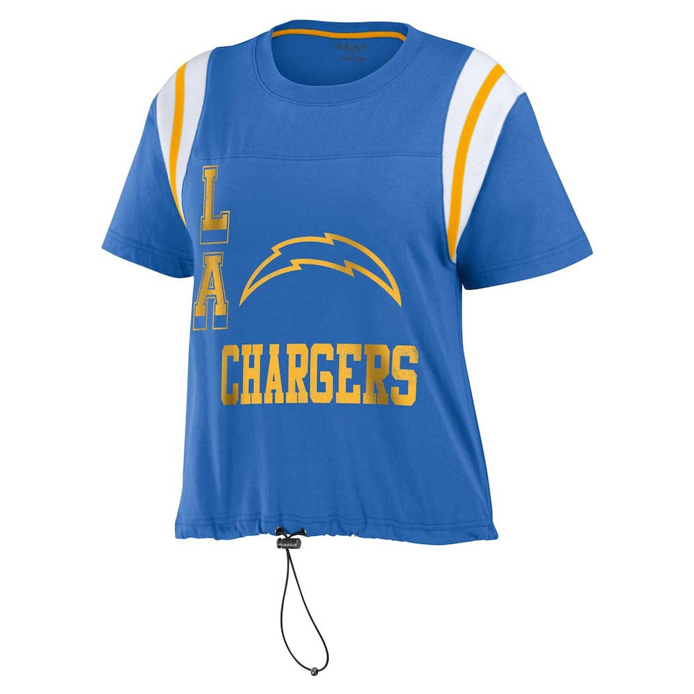 Los Angeles Chargers WEAR by Erin Andrews Women's Cinched Colorblock T-Shirt - Powder Blue - NFL