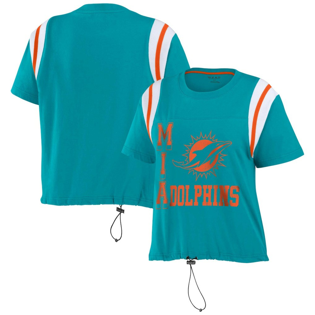 Miami Dolphins WEAR by Erin Andrews Women's Cinched Colorblock T-Shirt - Aqua - NFL