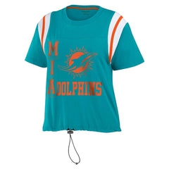 Miami Dolphins WEAR by Erin Andrews Women's Cinched Colorblock T-Shirt - Aqua - NFL