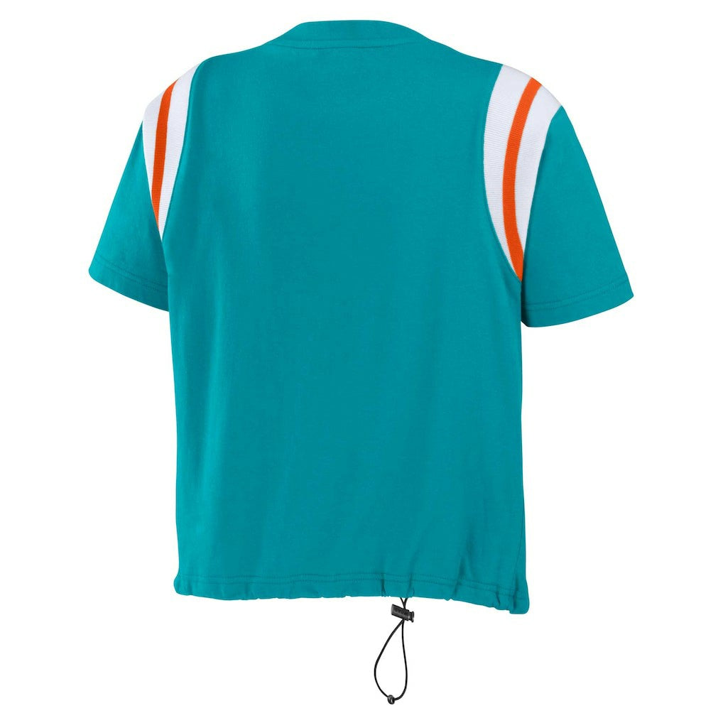 Miami Dolphins WEAR by Erin Andrews Women's Cinched Colorblock T-Shirt - Aqua - NFL