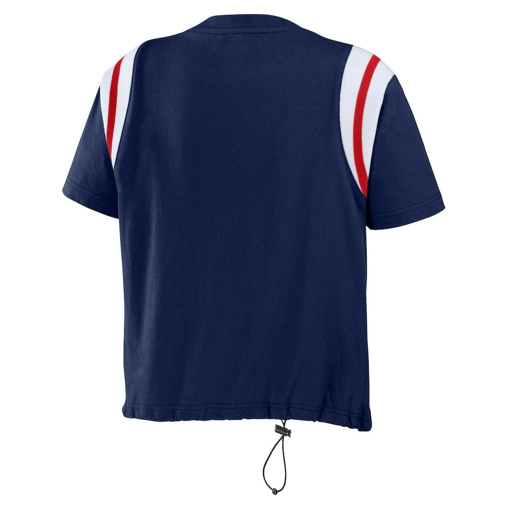 New England Patriots WEAR by Erin Andrews Women's Cinched Colorblock T-Shirt - Navy - NFL