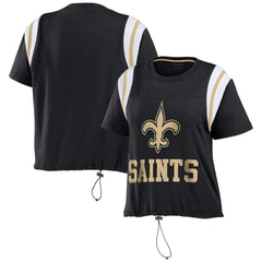 New Orleans Saints WEAR by Erin Andrews Women's Cinched Colorblock T-Shirt - Black - NFL
