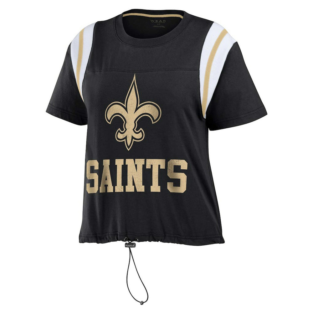 New Orleans Saints WEAR by Erin Andrews Women's Cinched Colorblock T-Shirt - Black - NFL
