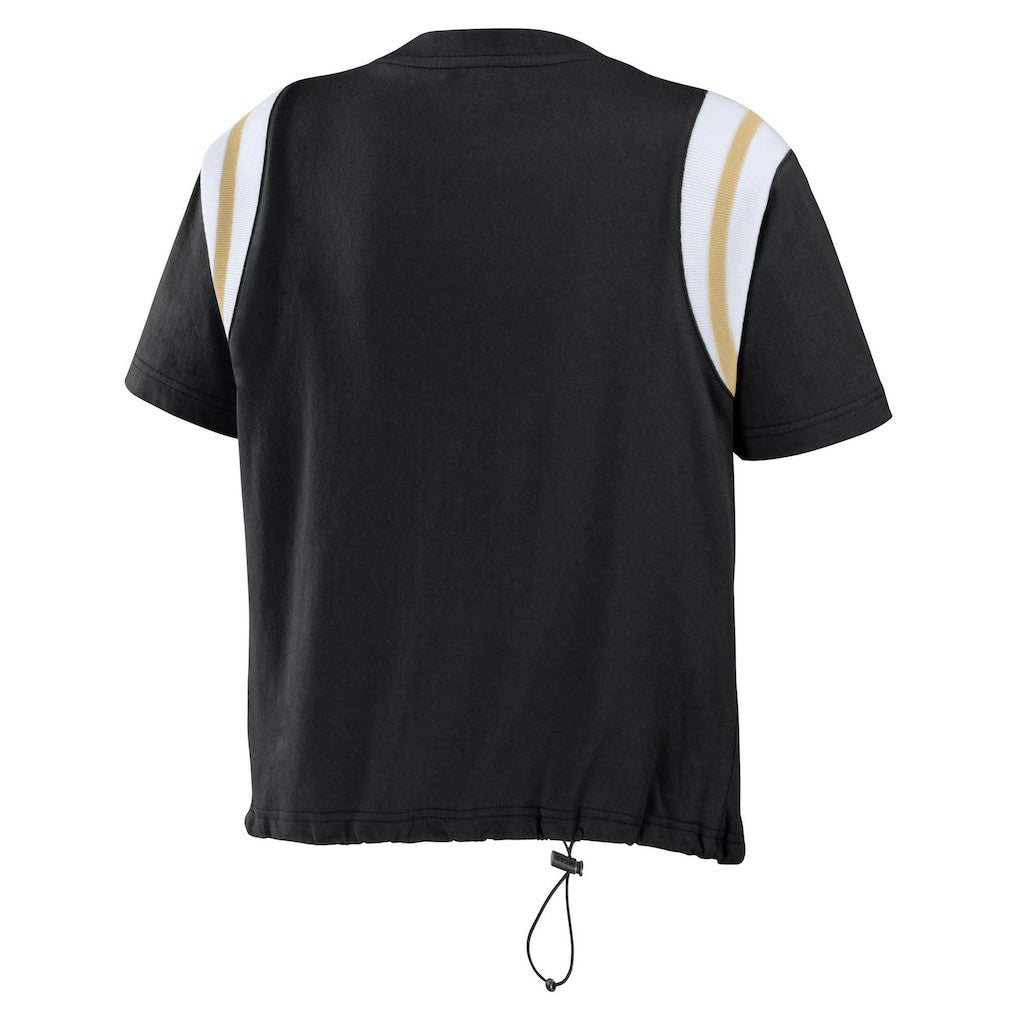 New Orleans Saints WEAR by Erin Andrews Women's Cinched Colorblock T-Shirt - Black - NFL