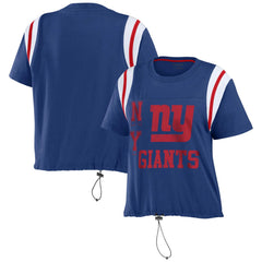 New York Giants WEAR by Erin Andrews Women's Cinched Colorblock T-Shirt - Royal - NFL