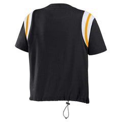 Pittsburgh Steelers WEAR by Erin Andrews Women's Cinched Colorblock T-Shirt - Black - NFL