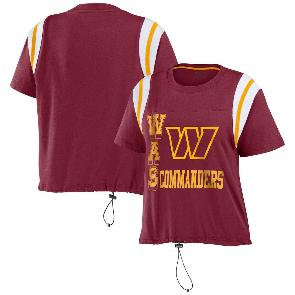 Washington Commanders WEAR by Erin Andrews Women's Cinched Colorblock T-Shirt - Burgundy - NFL