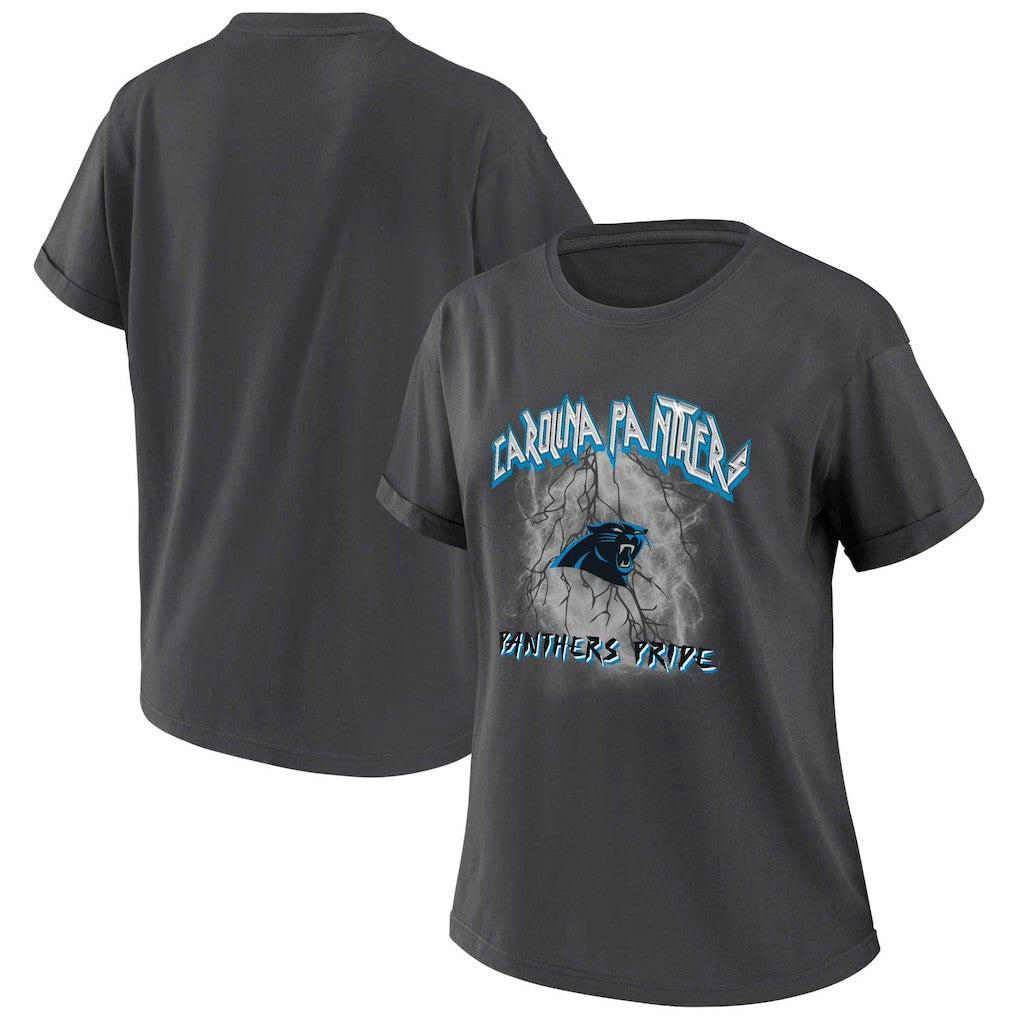 Carolina Panthers WEAR by Erin Andrews Women's Boyfriend T-Shirt - Charcoal - NFL