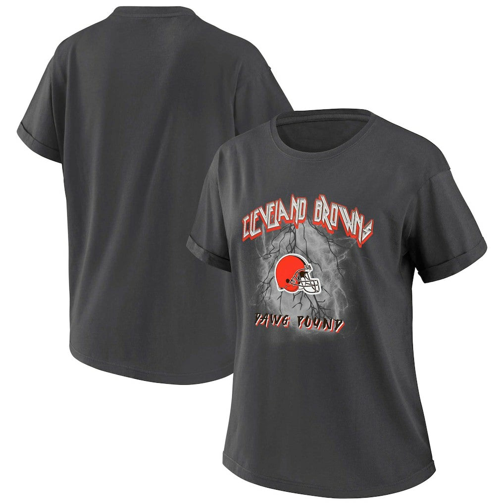 Cleveland Browns WEAR by Erin Andrews Women's Boyfriend T-Shirt - Charcoal - NFL
