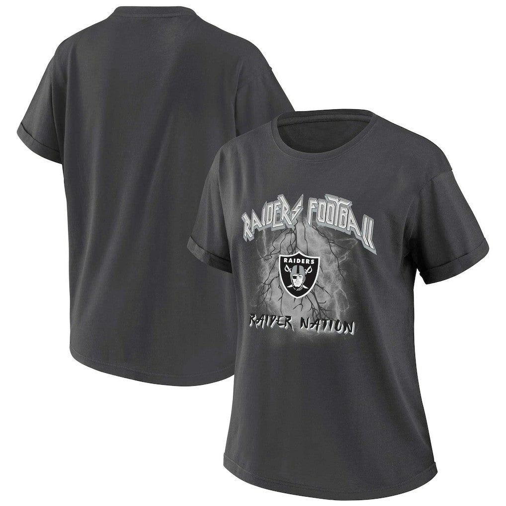 Las Vegas Raiders WEAR by Erin Andrews Women's Boyfriend T-Shirt - Charcoal - NFL