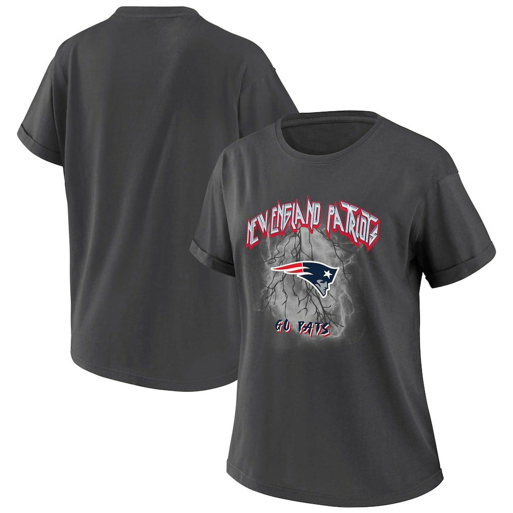 New England Patriots WEAR by Erin Andrews Women's Boyfriend T-Shirt - Charcoal - NFL