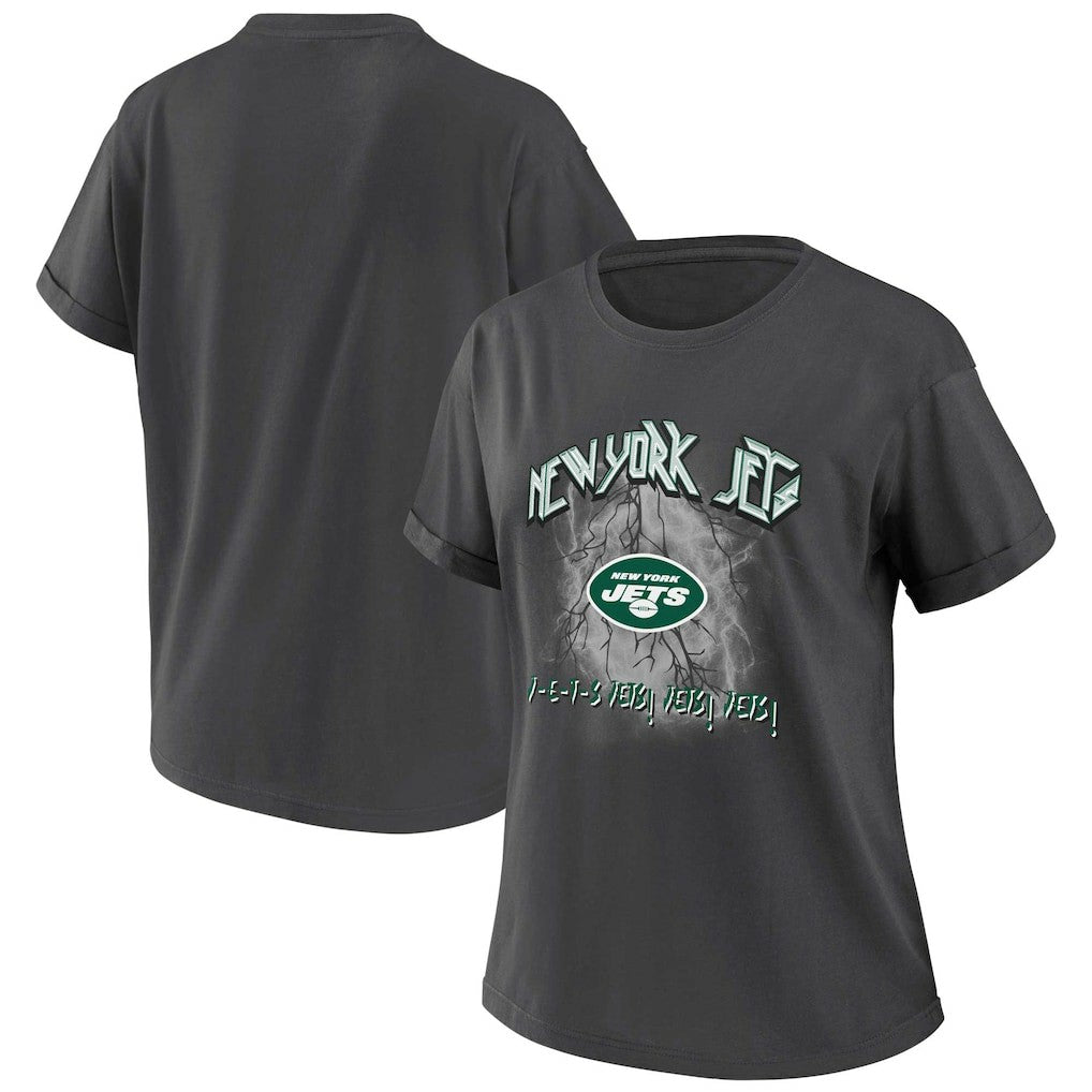 New York Jets WEAR by Erin Andrews Women's Boyfriend T-Shirt - Charcoal - NFL