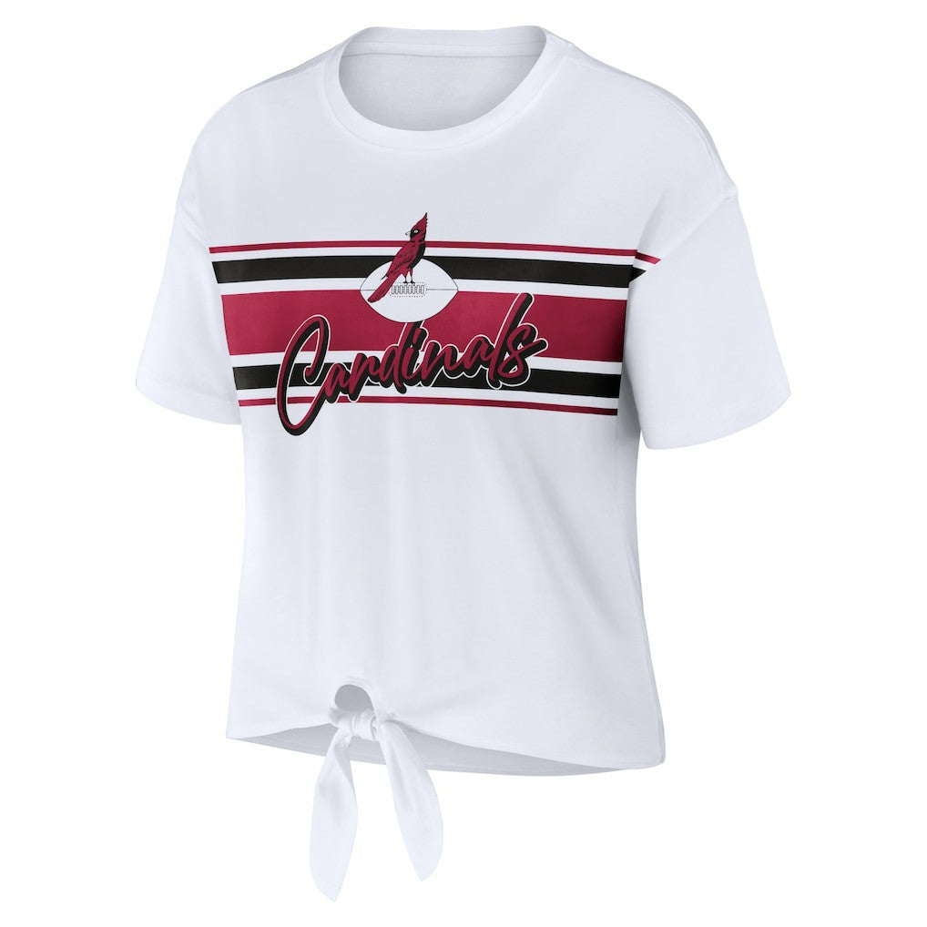 Arizona Cardinals WEAR by Erin Andrews Women's Front Tie Retro T-Shirt - White - NFL