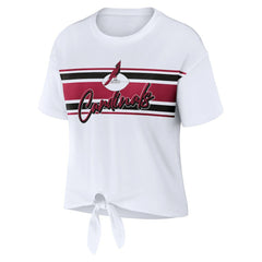 Arizona Cardinals WEAR by Erin Andrews Women's Front Tie Retro T-Shirt - White - NFL