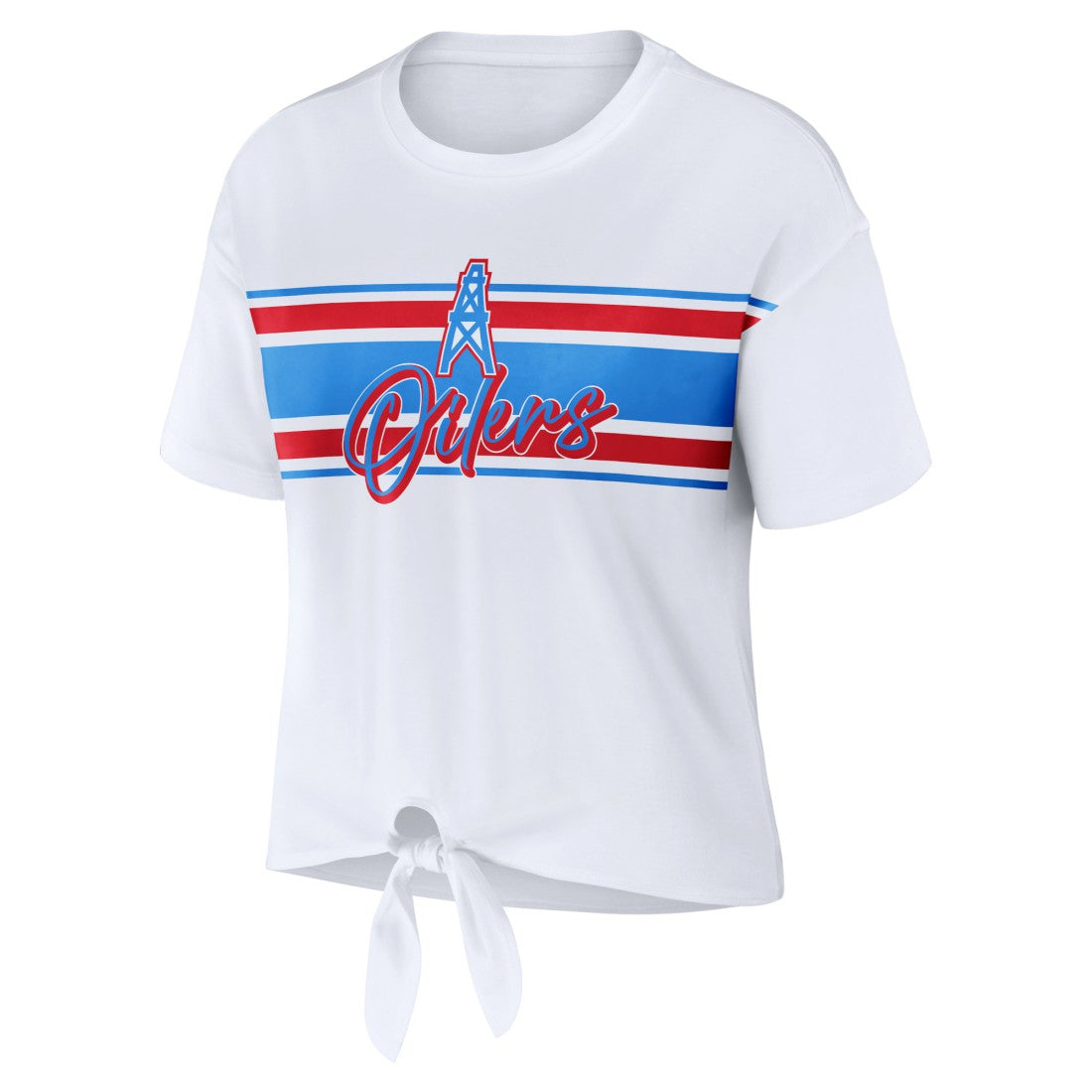Tennessee Titans WEAR by Erin Andrews Women's Front Tie Retro T-Shirt - White - NFL