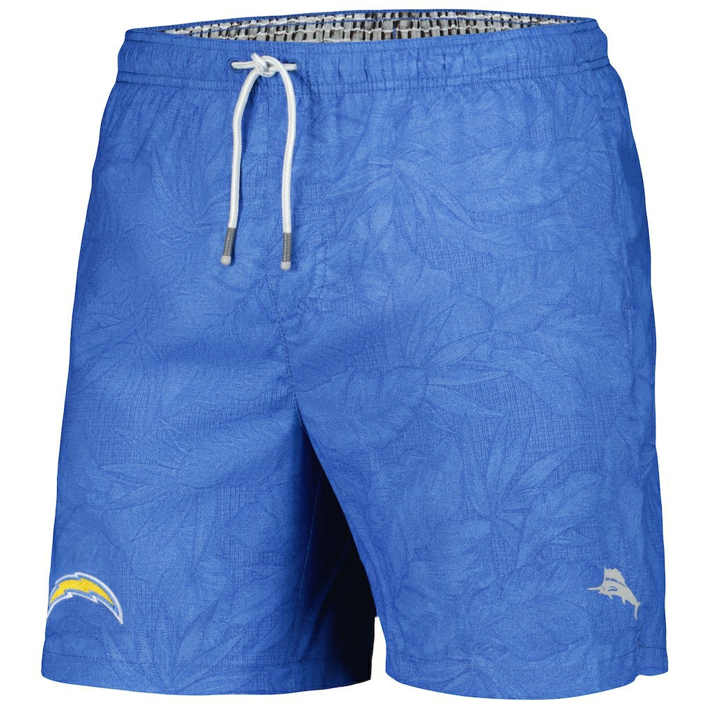 Los Angeles Chargers Naples Layered Leaves Swim Shorts - Powder Blue - Tommy Bahama