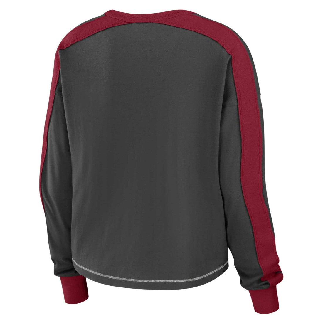 Tampa Bay Buccaneers WEAR by Erin Andrews Women's Color Block Modest Crop Long Sleeve T-Shirt - Pewter/Red - NFL