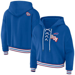 Buffalo Bills WEAR by Erin Andrews Women's Lace-Up Pullover Hoodie - Royal - NFL