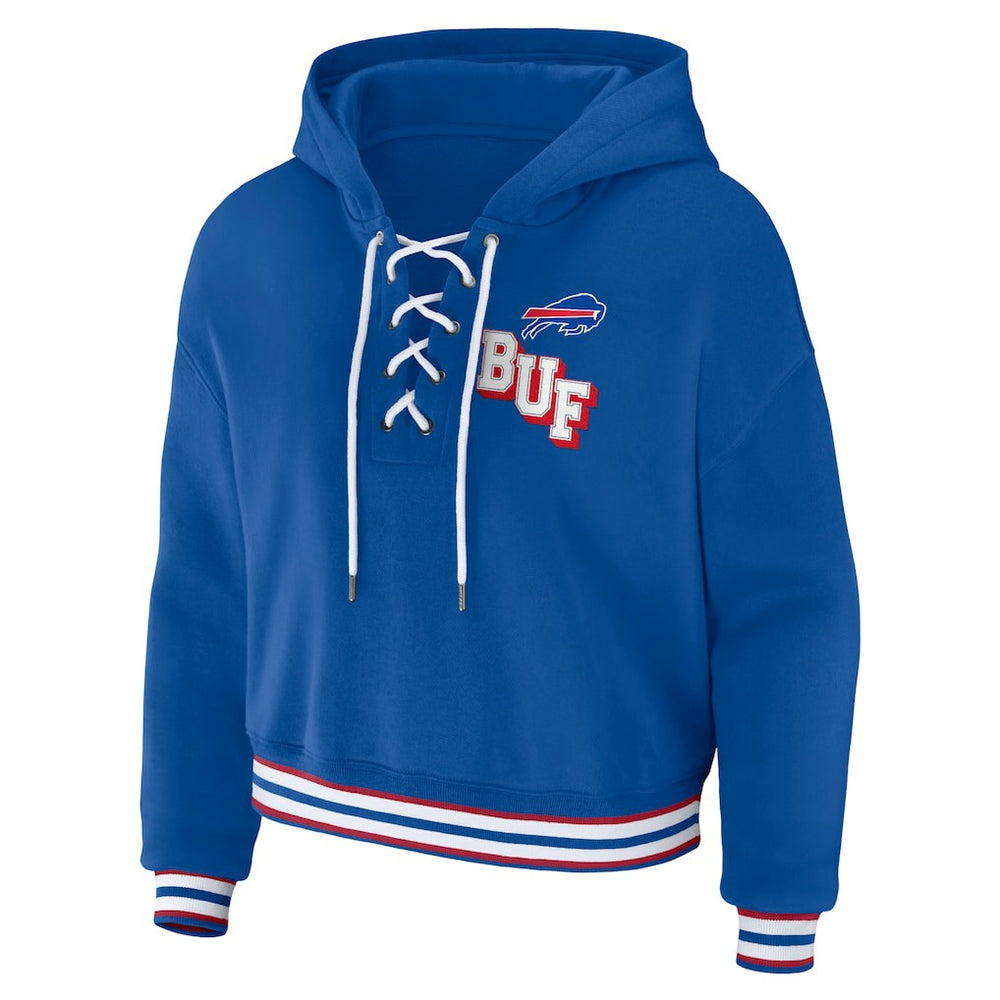 Buffalo Bills WEAR by Erin Andrews Women's Lace-Up Pullover Hoodie - Royal - NFL