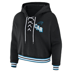 Carolina Panthers WEAR by Erin Andrews Women's Lace-Up Pullover Hoodie - Black - NFL