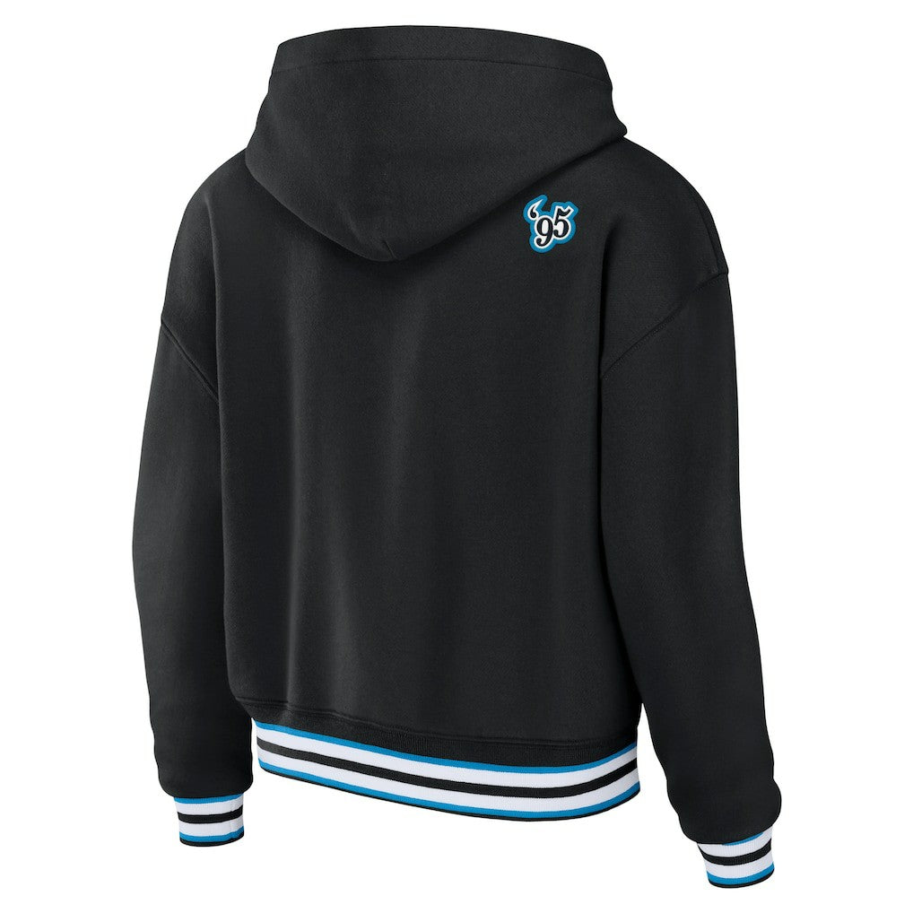 Carolina Panthers WEAR by Erin Andrews Women's Lace-Up Pullover Hoodie - Black - NFL