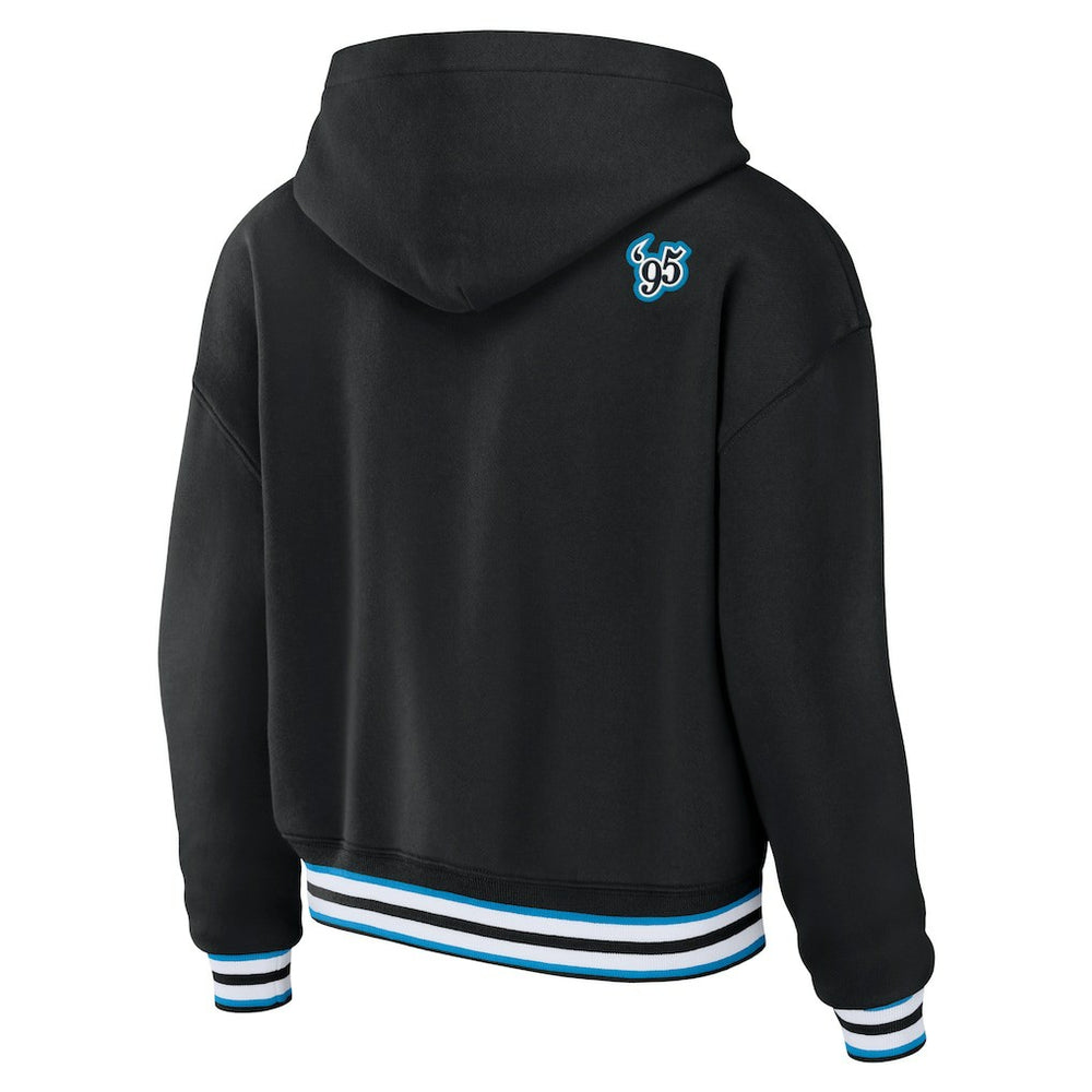 Carolina Panthers WEAR by Erin Andrews Women's Lace-Up Pullover Hoodie - Black - NFL