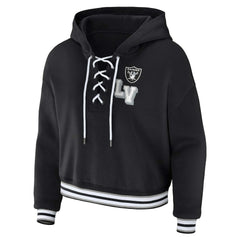Las Vegas Raiders WEAR by Erin Andrews Women's Lace-Up Pullover Hoodie - Black - NFL